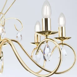 Lysekrone Alessia 8 lyskilder krystalglas guld