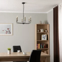 Lysekrone Ampli, sort/guld, 6 lyskilder