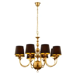 Lysekrone Baranio med stofskærme, 8 lyskilder