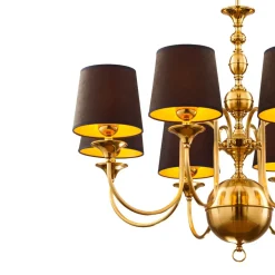 Lysekrone Baranio med stofskærme, 8 lyskilder