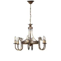 Lysekrone Castle, lys patineret, Ø 62 cm, metal, 6 lyskilder.