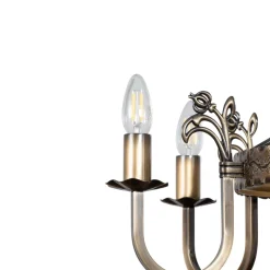 Lysekrone Castle, lys patineret, Ø 62 cm, metal, 6 lyskilder.