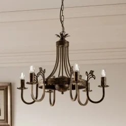 Lysekrone Castle mørk håndpatineret 6 lyskilder