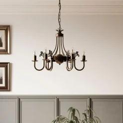 Lysekrone Castle mørk håndpatineret 6 lyskilder