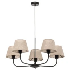 Lysekrone Chicago, linnedskærme med 5 lyskilder