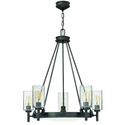 Lysekrone Collier, 5 lyskilder, sort, stål, glas, E27