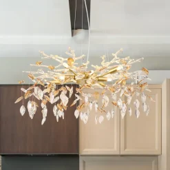 Lysekrone Danna, guldfarvet/ravfarvet/klar, Ø 61 cm