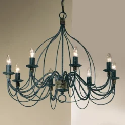 Lysekrone Filo, 8 lyskilder, blå-sort, metal, Ø 78 cm