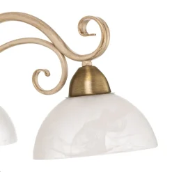 Lysekrone Flora, tre glasskærme, hvid/messing