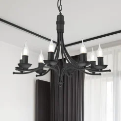 Lysekrone Kandela, 8 lyskilder, sort