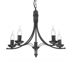 Lysekrone Kandela, 5 lyskilder, sort