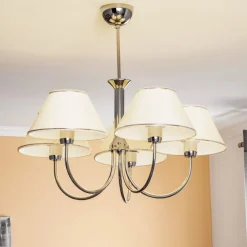 Lysekrone London krom/creme, 5 lyskilder