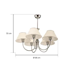 Lysekrone London krom/creme, 5 lyskilder