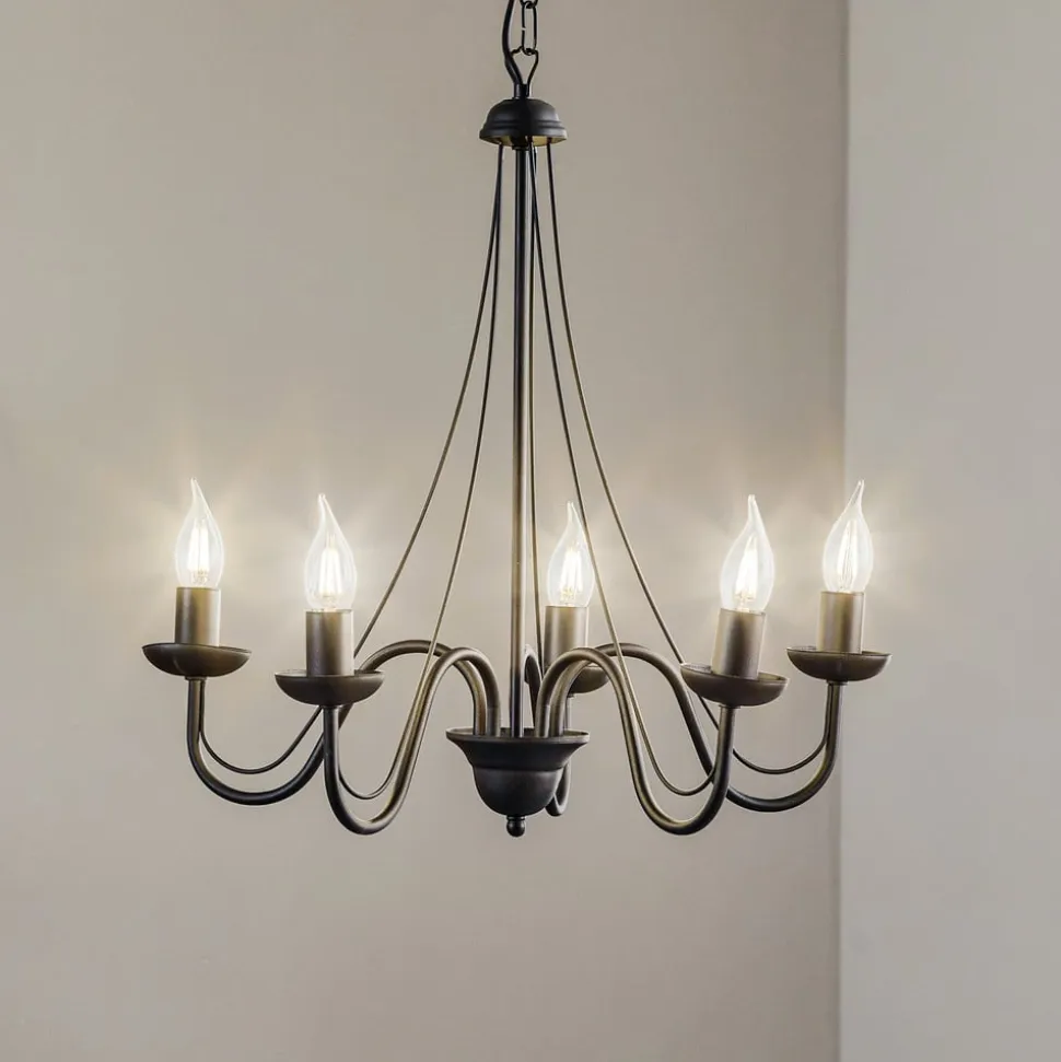 Lysekrone Malbo med 5 lyskilder i sort