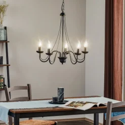 Lysekrone Malbo med 5 lyskilder i sort