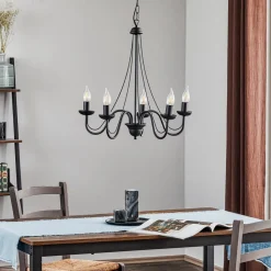 Lysekrone Malbo med 5 lyskilder i sort