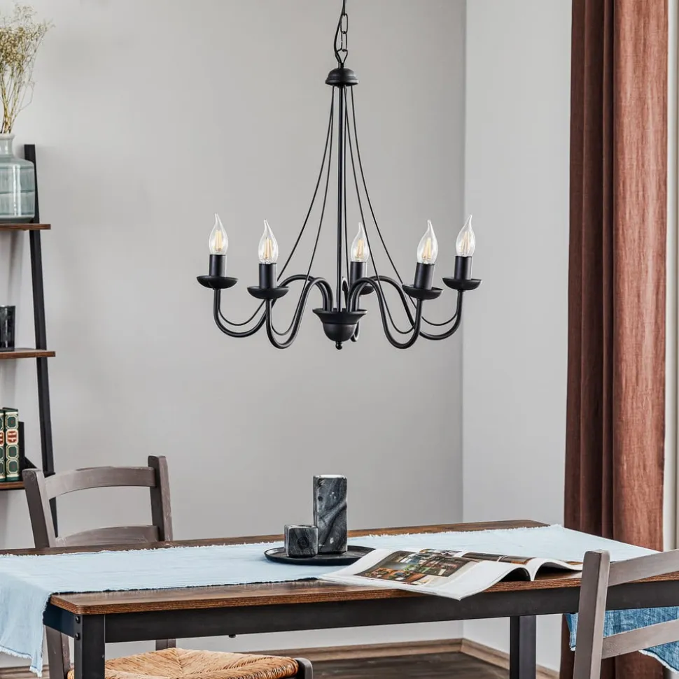 Lysekrone Malbo med 5 lyskilder i sort