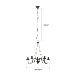 Lysekrone Malbo med 5 lyskilder i sort