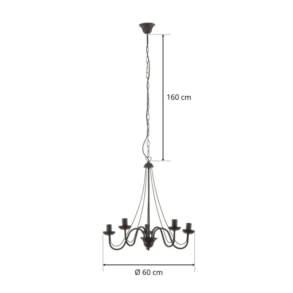 Lysekrone Malbo med 5 lyskilder i sort