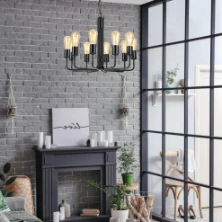 Lysekrone Malou, 10 lyskilder, sort