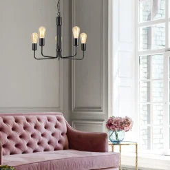 Lysekrone Malou, 5 lyskilder, sort