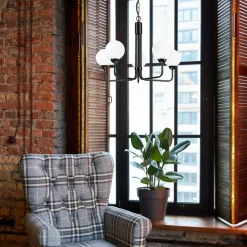 Lysekrone Malou med glasskærme, 5 lyskilder