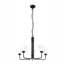 Lysekrone Malou med glasskærme, 5 lyskilder