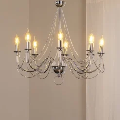 Lysekrone Retro, 8 lyskilder 75 cm, krom