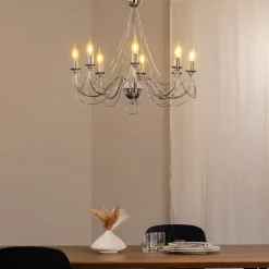 Lysekrone Retro, 8 lyskilder 75 cm, krom