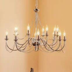 Lysekrone Retro, 16-flammet, krom