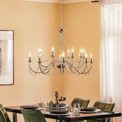 Lysekrone Retro, 16-flammet, krom