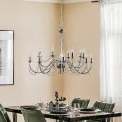 Lysekrone Retro, 16-flammet, krom