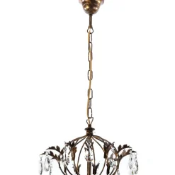 Lysekrone Teresa, 12 lyskilder, bronzefarvet, krystal