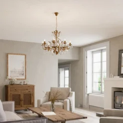 Lysekrone Teresa, bronze, krystal, Ø 70 cm, 8 lys