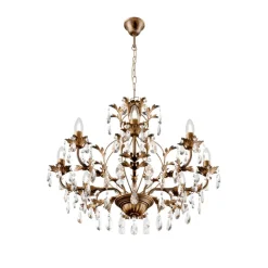 Lysekrone Teresa, bronze, krystal, Ø 70 cm, 8 lys