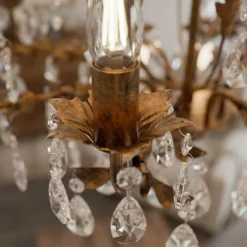 Lysekrone Teresa, bronze, krystal, Ø 70 cm, 8 lys