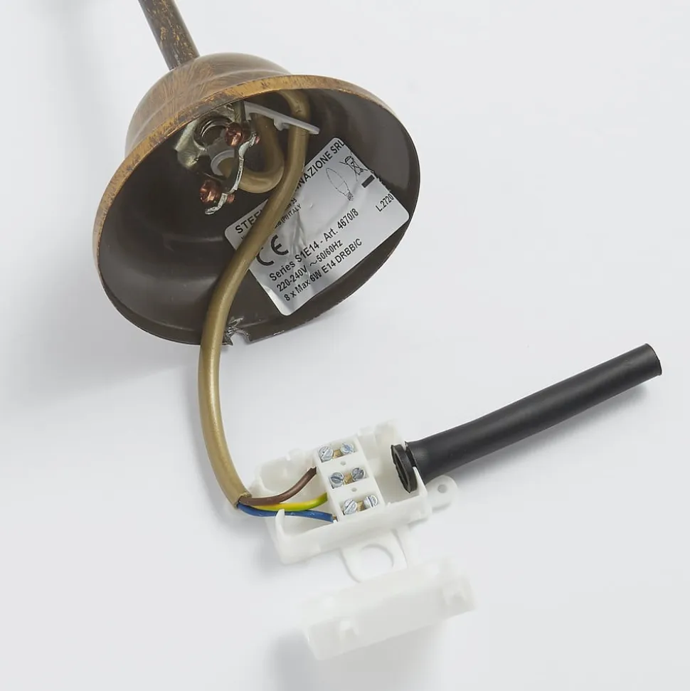 Lysekrone Teresa, bronze, krystal, Ø 70 cm, 8 lys