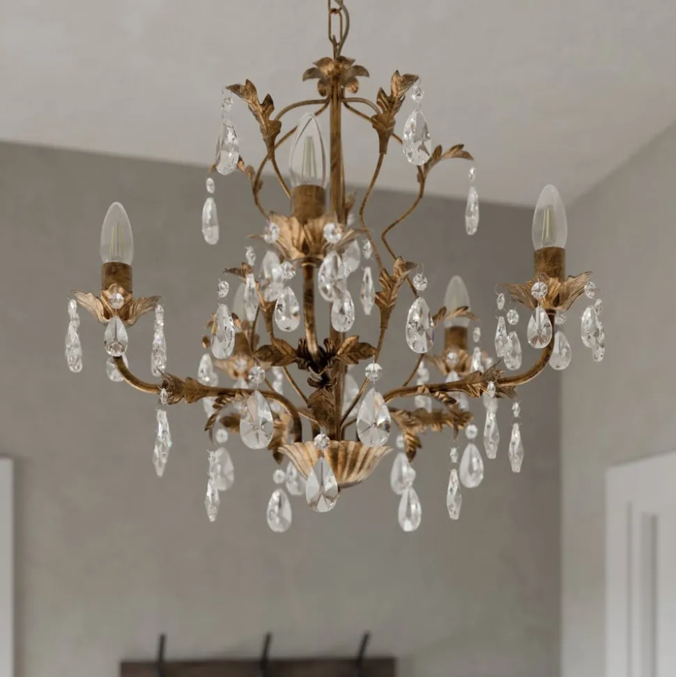 Lysekrone Teresa med krystaller, 5 lyskilder