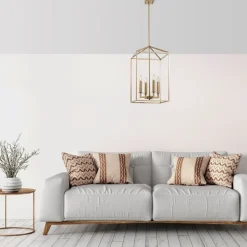 Lysekrone Till 13256, guldfarvet, metal, 4 lyskilder