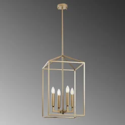 Lysekrone Till 13256, guldfarvet, metal, 4 lyskilder