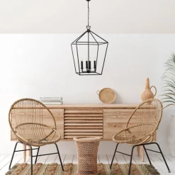 Lysekrone Till 13251, sort, metal, 4 lyskilder