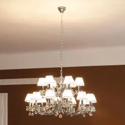 Lysekronen Krystaldesign, krom, 8 lysk.