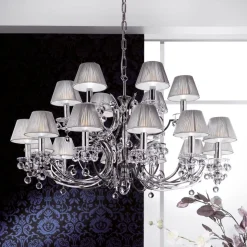 Lysekronen Krystaldesign, krom, 8 lysk.