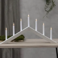 Lysestage Arrow, flad, 7-flamme, hvid