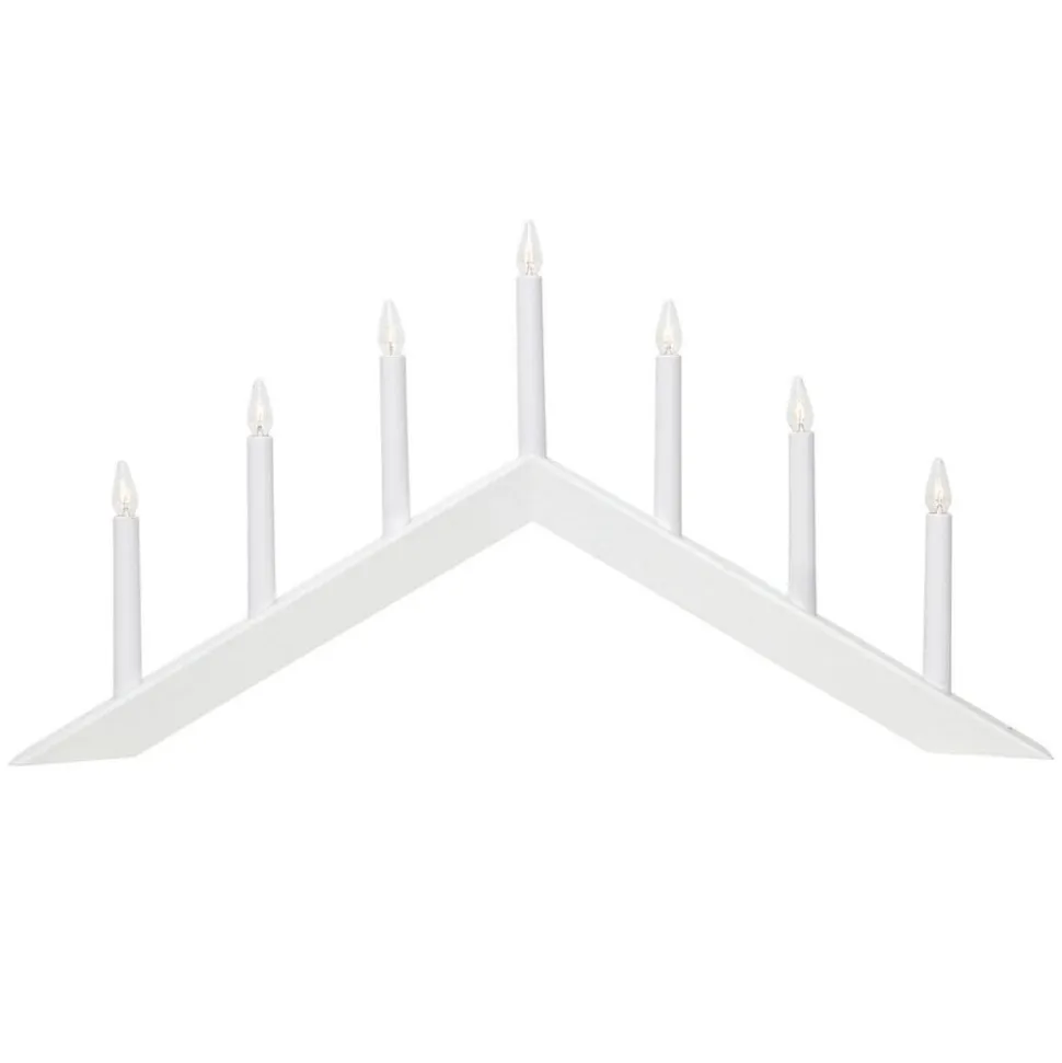 Lysestage Arrow, flad, 7-flamme, hvid