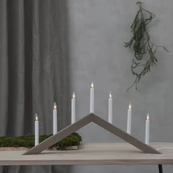 Lysestage Arrow, flad, 7-flamme, grå