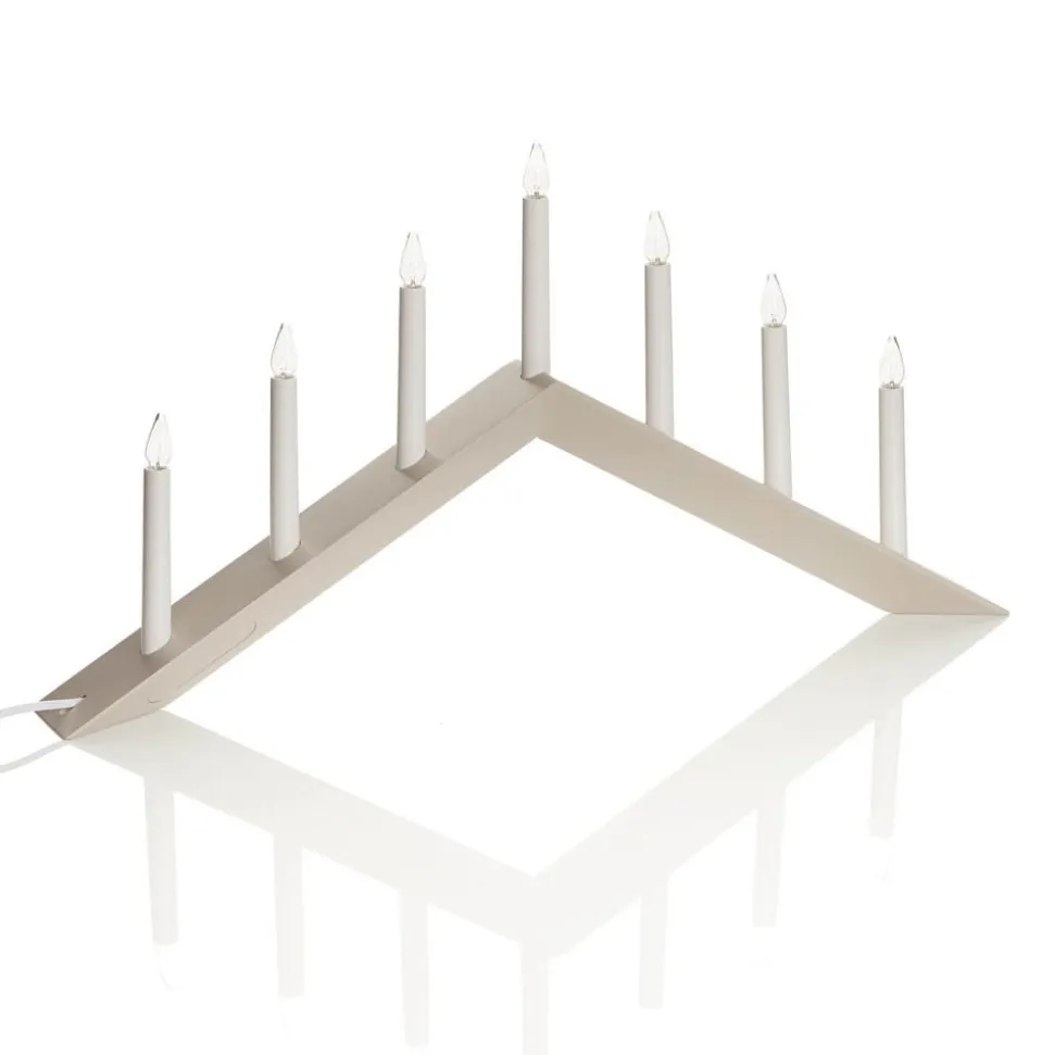 Lysestage Arrow, flad, 7-flamme, grå