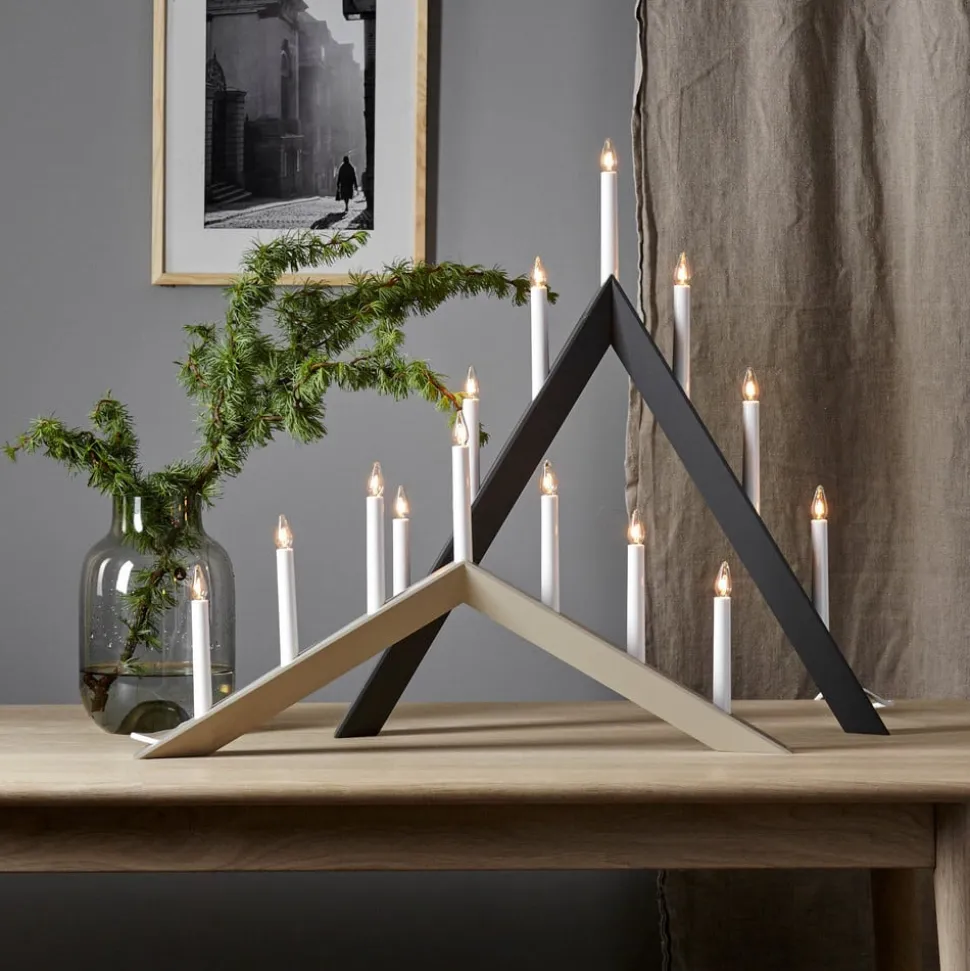 Lysestage Arrow, flad, 7-flamme, grå