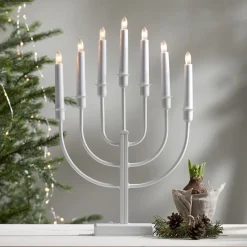 Lysestage Kristina, hvid, metal, højde 47 cm, 7 lyskilder