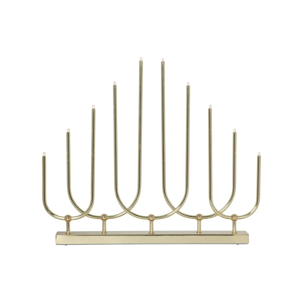 Lysestage Novum, 10 lyskilder, messingfarvet, metal, E5